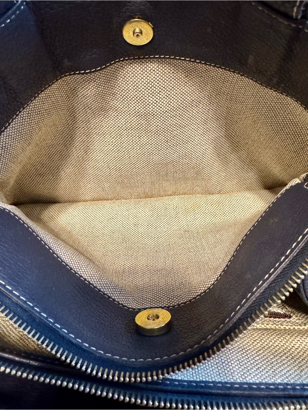 Dooney & Bourke Navy Blue Monogram Satchel - Picture 7 of 9